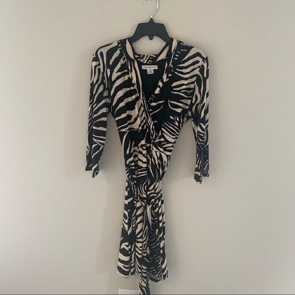 Liz Claiborne Faux Wrap Zebra Print Dress - M - Picture 1 of 5